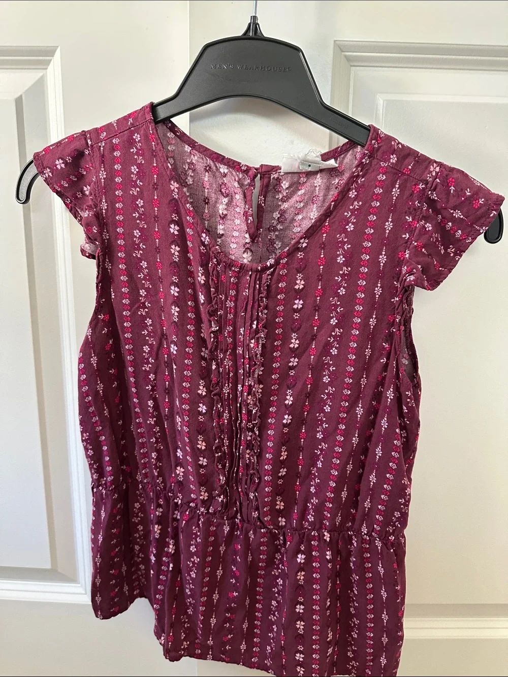 The Children's Place Maroon Floral Ruffle Peplum Top